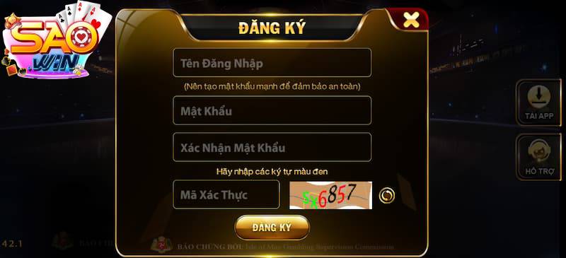 Thủ tục đăng ký tài khoản nhà cái Saowin đơn giản